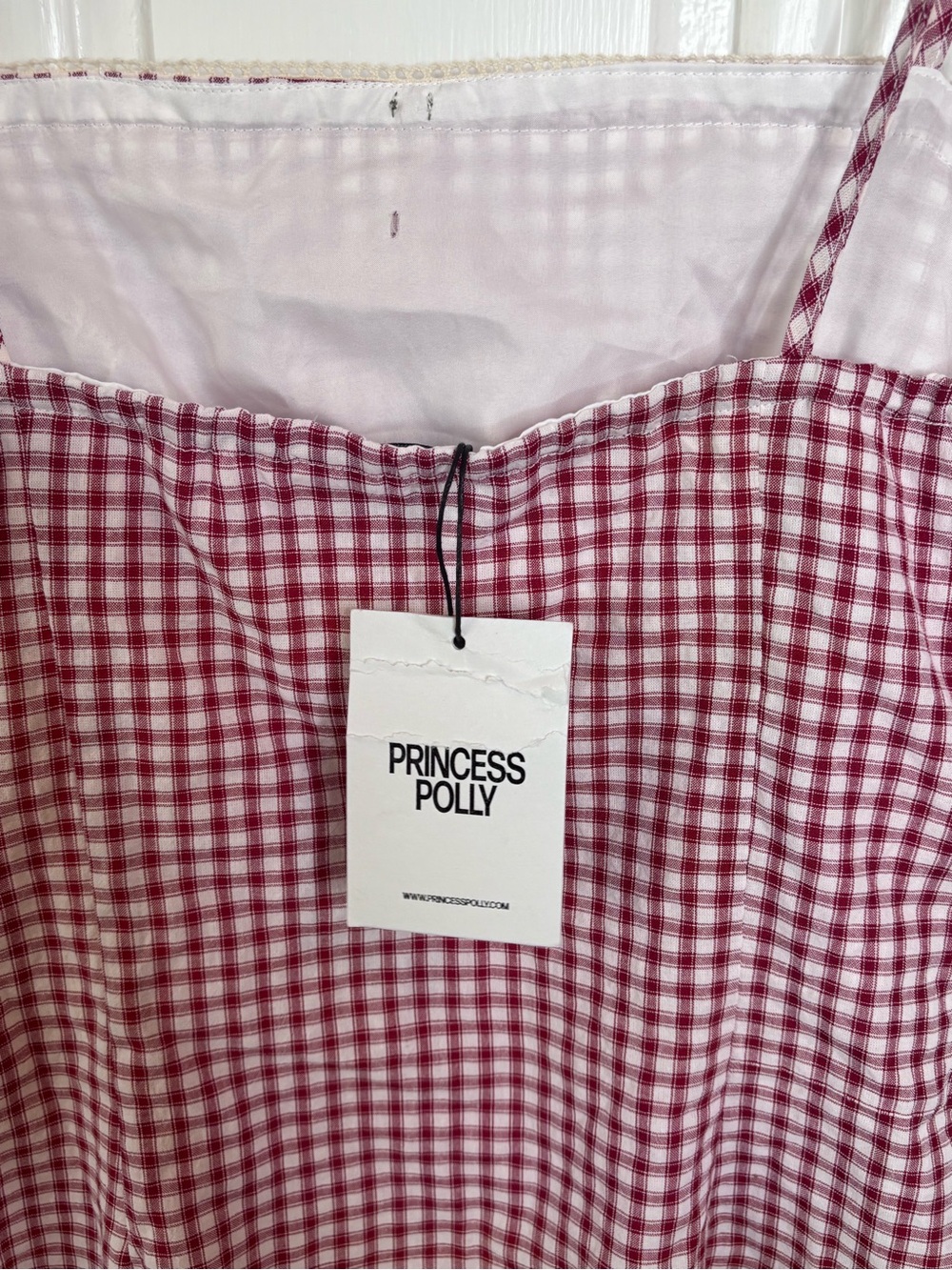 Princess Polly Pink Gingham Mini Dress with Cream Trim - Picture 9 of 12